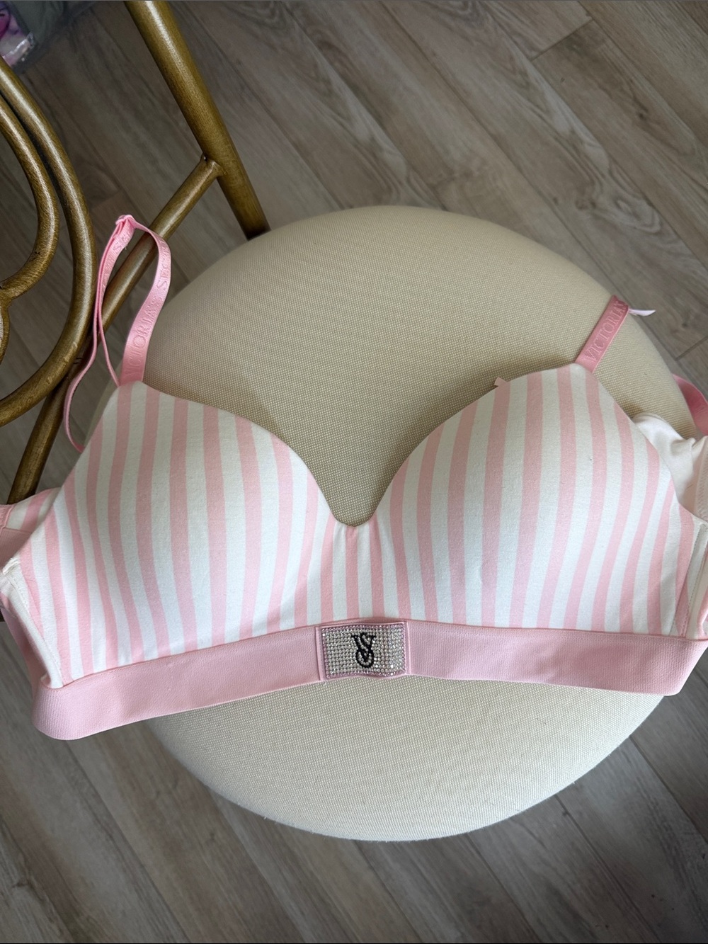 NWOT Victoria's Secret Pink and White Striped Lightly Lined Bra